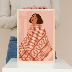 Palestine Digital Canvas, Palestinian Keffiyeh, Minimal Art, Cultural Feminine Illustration, Printable Artwork A2 - 59.4 x 42 cm