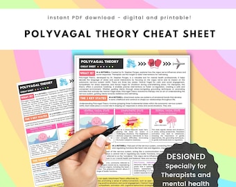 Polyvagal Theory Cheat Sheet | Nervous System & Emotional Regulation Quick Guide for Therapists