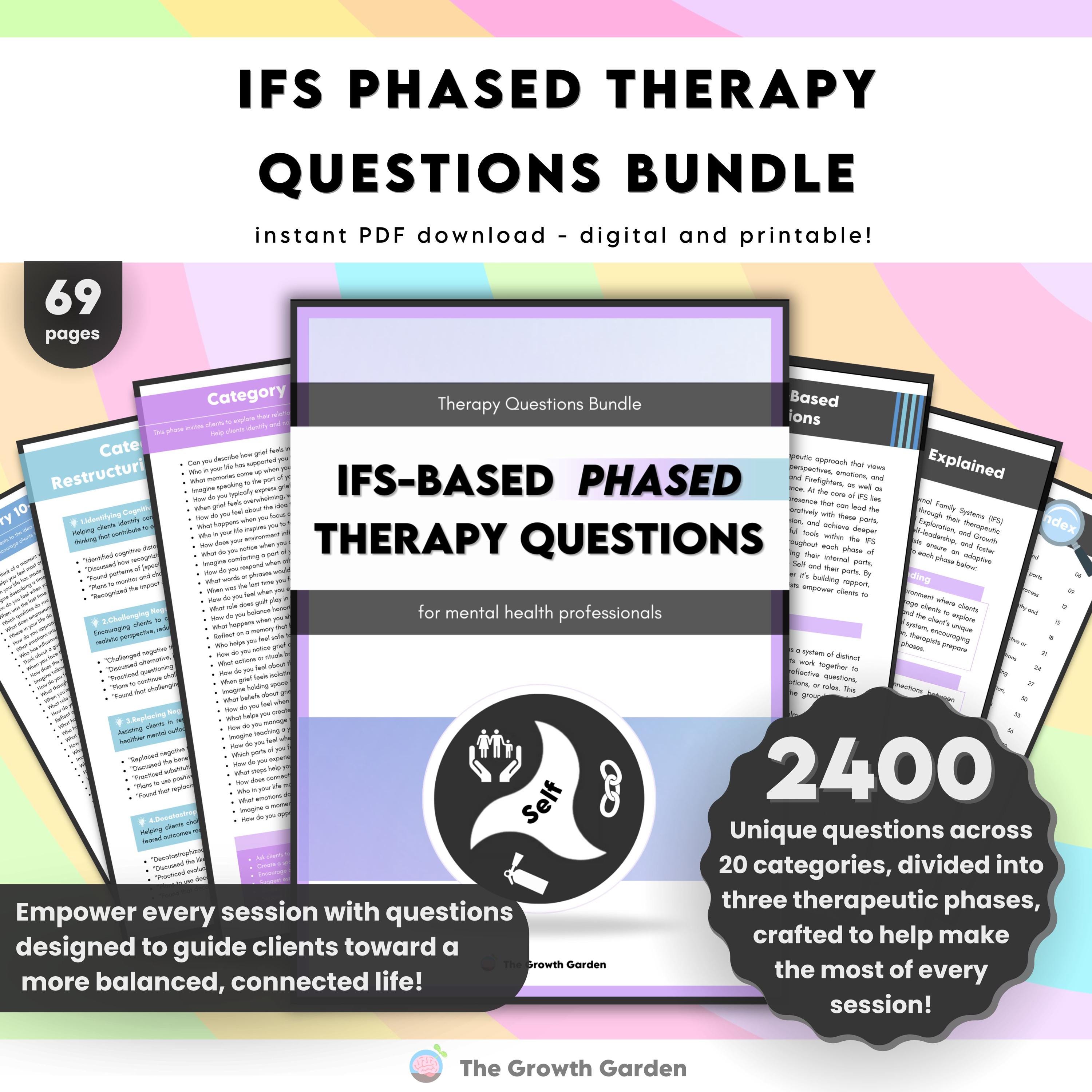 IFS Therapy Questions Bundle | Phased Prompts for Self, Parts, Exiles, Firefighters, Managers, Internal Family Systems