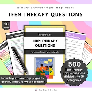 Teen Therapy Questions Bundle - Adolescent Therapy, Bullying, Coping, Relationships, and More - School Counseling, Therapists