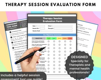 Therapy Session Evaluation Form - Therapy Progress Notes - For Therapists, Psychologists, Counselors, Mental Health Professionals