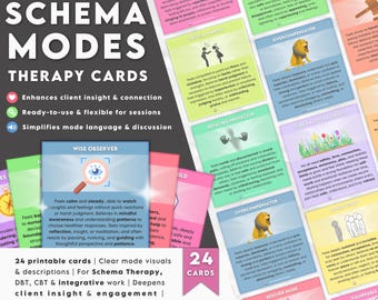 Schema Therapy Flashcards | Schema Modes, Inner Child Healing & CBT, DBT Counseling Tools for Therapists