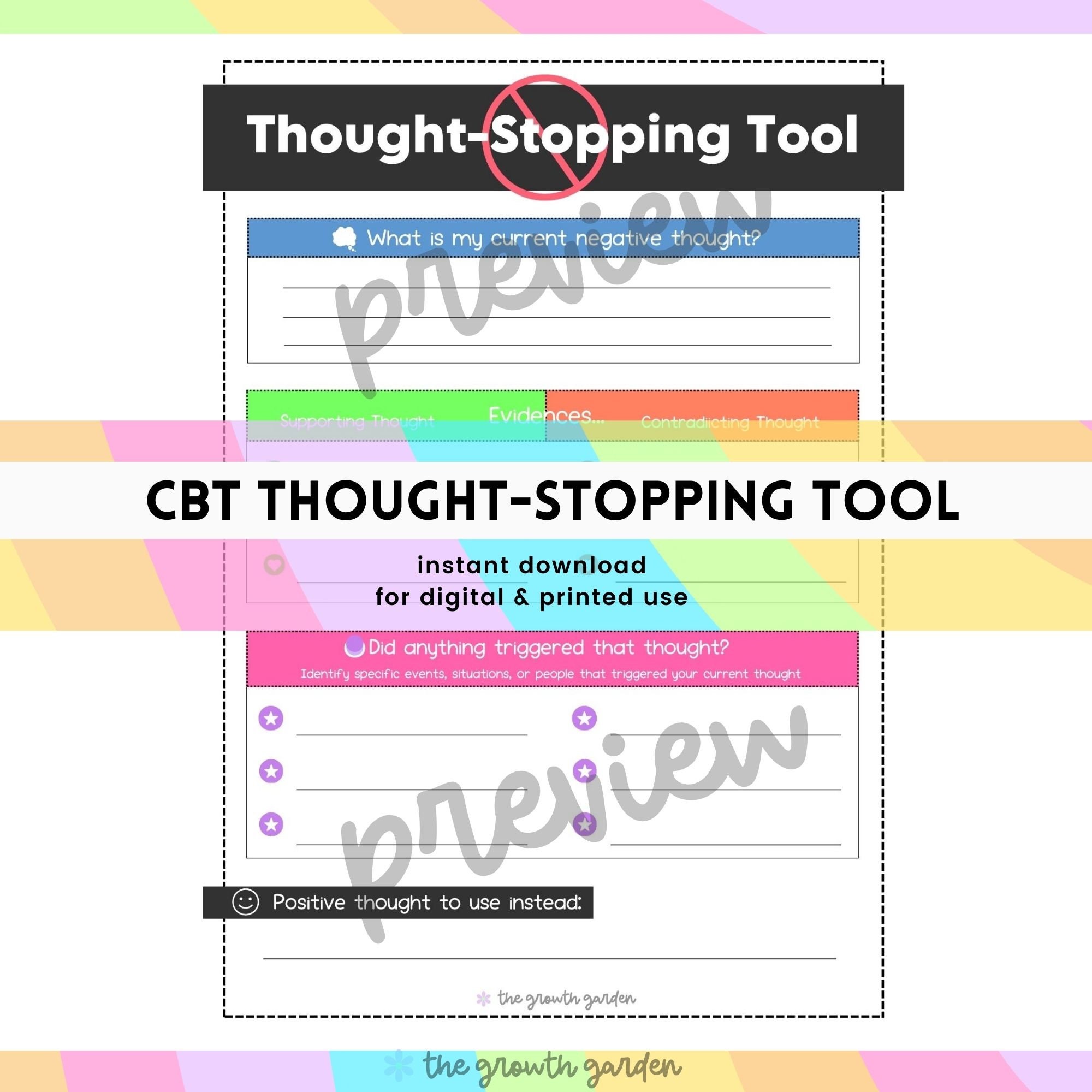 CBT Thought stopping Worksheet Dealing With Intrusive Negative