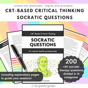 CBT Socratic Questions | Critical Thinking Counseling Prompts & Therapy Interventions for Clients