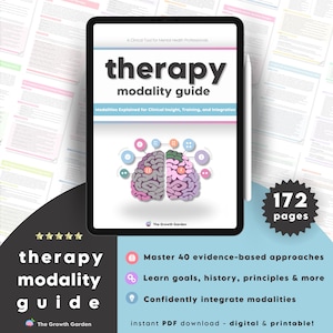 Therapy Modalities Guide – 40 Therapeutic Approaches for Therapists, Counseling– CBT, Act, Schema, DBT, IFS- Therapy Bundle, Psychoeducation