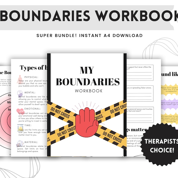 Boundaries Workbook - Setting Healthy Boundaries - Codependency, Trauma Therapy, Couples Therapy, DBT Therapy, C-PTSD