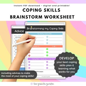 Coping Skill Worksheet - Brainstorming Coping Skills, Therapy Tool, CBT
