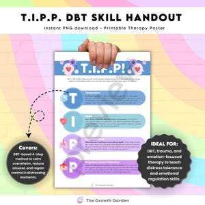 T.I.P.P. DBT Skill Handout |Therapy Poster for Emotion Regulation, Distress Tolerance, Mindfulness, Therapy Tool | Coping Skills | Grounding