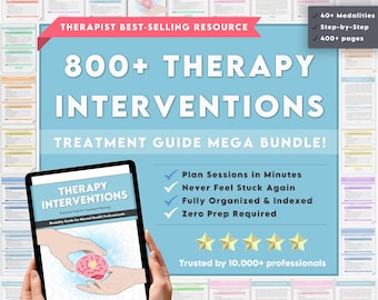 Therapy Interventions Bundle for Therapists | CBT DBT Worksheets | Treatment Planning Tools Guide | Mental Health Printable PDF