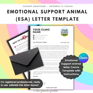 Plantilla de carta para profesionales de la salud mental que solicitan animales de apoyo emocional - Plantilla de carta ESA - Terapia con animales