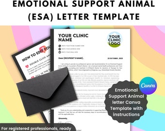 Plantilla de carta de la ESA / Formularios de asesoramiento editables para la aprobación de animales de apoyo emocional