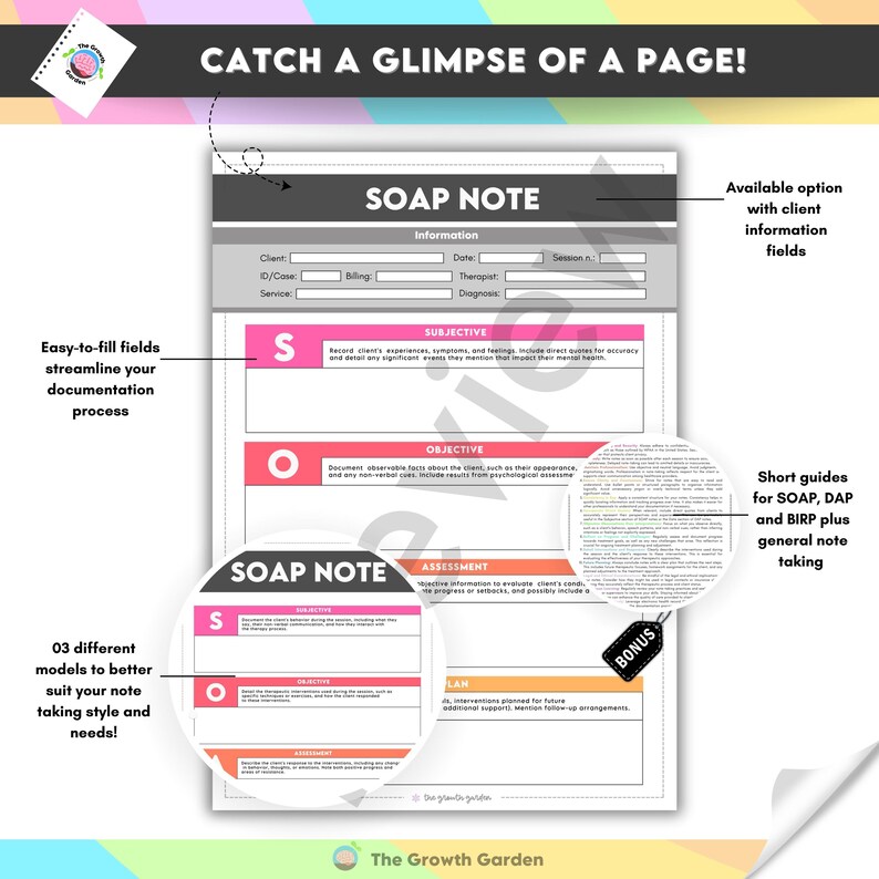 Therapy Note Taking Templates | SOAP, DAP, BIRP (pdf) - Etsy Australia