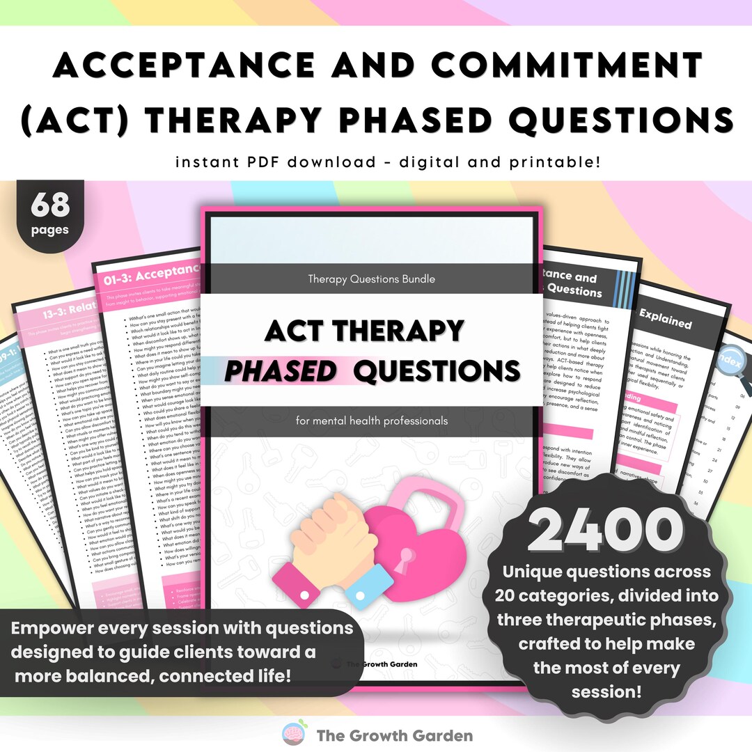 Ouh Values ACT Therapy Questions | 2400 Counseling Prompts for Cognitive Defusion ...