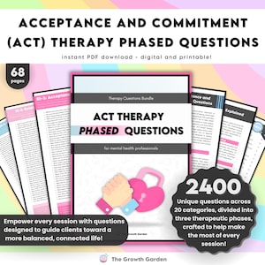 ACT-terapifrågor | 2400 rådgivningsuppmaningar för kognitiv defusion, värderingsarbete och engagerad handling