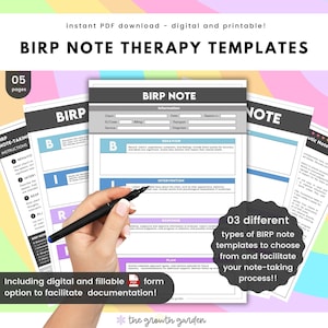 BIRP Therapy Note Template | Progress Notes and Documentation Forms for Counselors & Social Workers