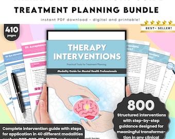 Therapy Interventions Treatment Planning Guide | 800+ Counseling Worksheets & Progress Note Tools for Professionals