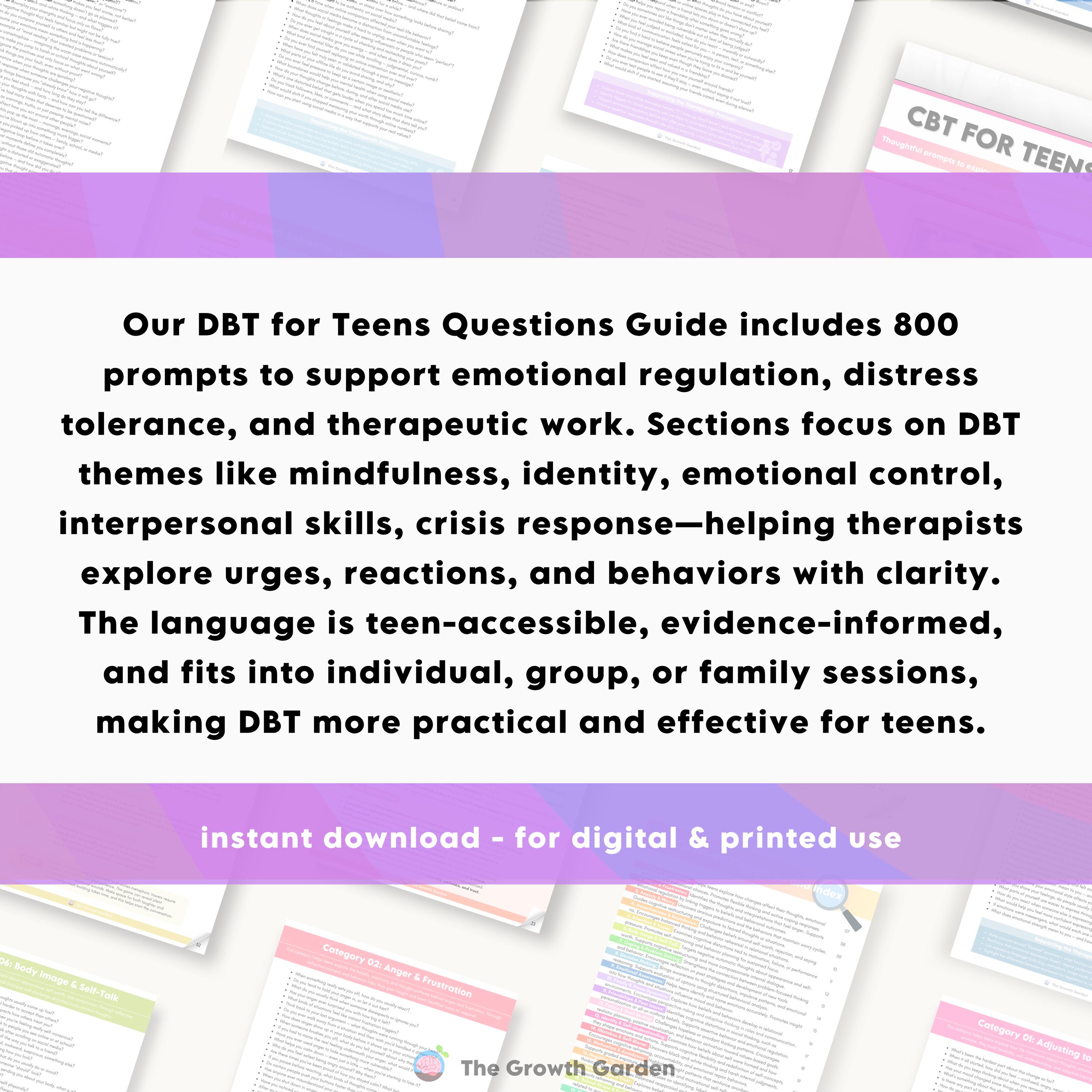 Interpersonal Questions Teen Therapy Questions DBT: Emotional Regulation & Interpersonal Skills ...