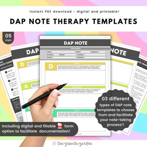 DAP Note Therapy Templates | Progress Notes & Documentation Forms for Counselors and Mental Health Use