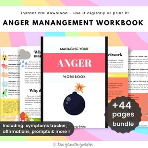 Anger Management Workbook - Anger Worksheets Therapy Tools, Stress Management, Trauma Therapy, Understanding Anger, Anger Coping Skills