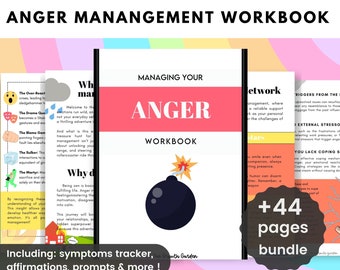 Anger Management Worksheets | Stress and Trauma Therapy Workbook for Counselors, Therapists & Mental Health Support