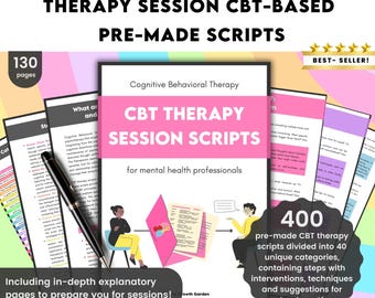 CBT Therapy Scripts for Sessions & Clients – 400 Printable Therapy Scripts, CBT Interventions, Therapist Resource Bundle