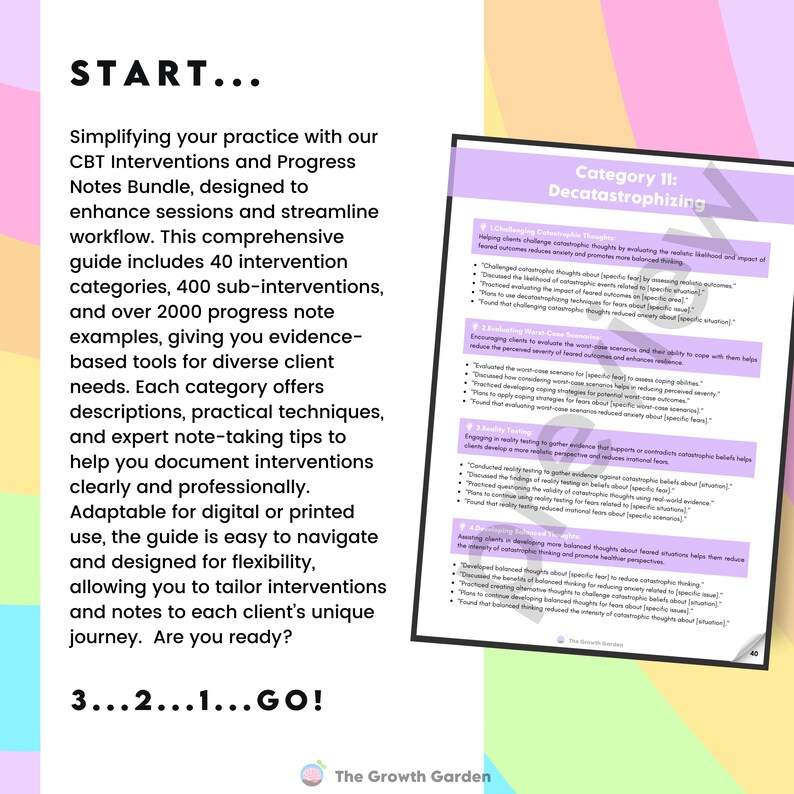 CBT Progress Notes and Interventions Guide | Therapy Tools for Session ...
