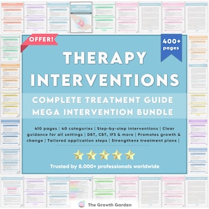 Therapy Interventions Mega Bundle | 800+ Evidence-Based Worksheets for Counselors, Treatment Planning & Progress Notes