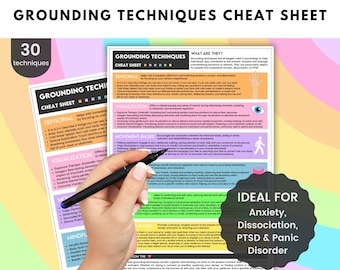Grounding Techniques Cheat Sheet | Coping Skills for Anxiety, Trauma & Emotional Regulation