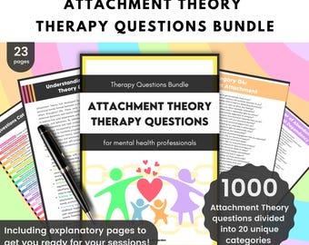 Paquete de preguntas sobre terapia del apego: explora estilos, sanación emocional, trauma, confianza y límites.