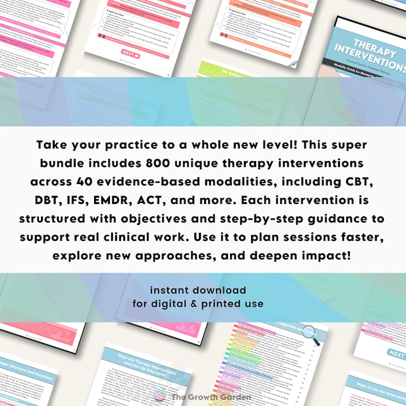 Therapy Interventions Bundle for Therapists | CBT DBT Worksheets | Treatment Planning Tools Guide | Mental Health Printable PDF image 2