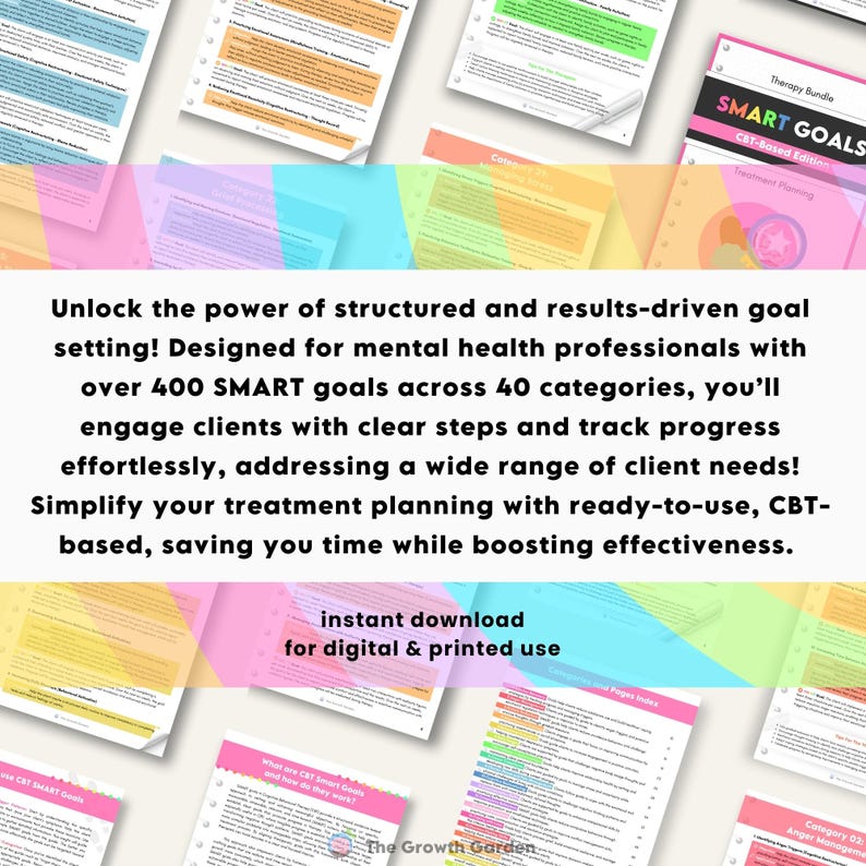 Therapy Interventions CBT SMART Goals Guide | Treatment Planning ...