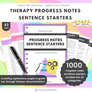 Therapy Progress Notes | Documentation Guide & Counseling Tools for Therapists | Sentence Starters