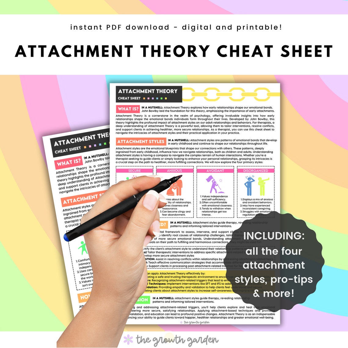 Attachment Theory Cheat Sheet Attachment Guide Acceptance and