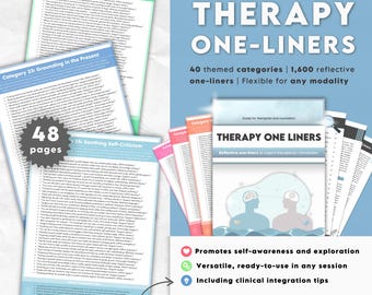 Therapy Prompts Guide | One-Liners, Validating Statements, Intervention, Counseling, Therapy Session