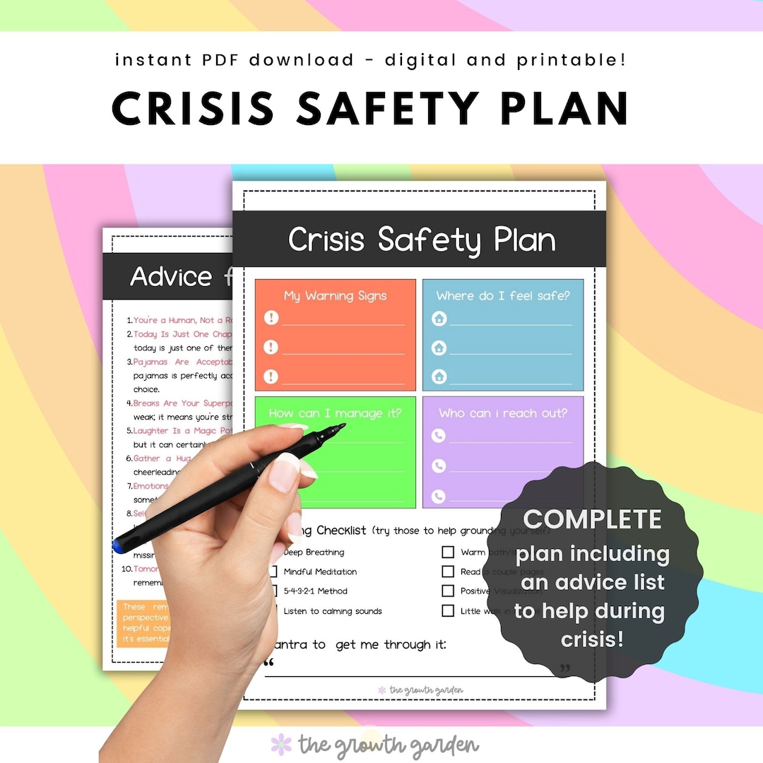 Crisis Safety Plan - Mental Health Crisis Resource - Etsy
