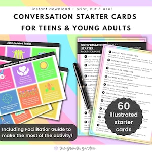 Cartes d'initiation à la conversation pour adolescents et jeunes adultes - Ressource de thérapie de groupe - Questions pour briser la glace