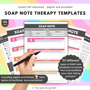 Modelli di terapia Soap Note - Modello per terapeuta - Note sui progressi - Documentazione sulla terapia - Anche per consulenti - Professionisti della salute mentale