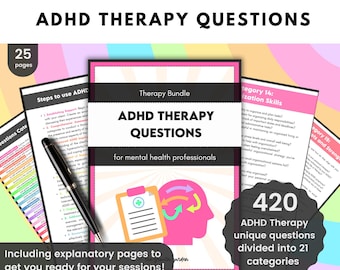 ADHD Therapy - Questions Bundle, Coping Strategies, Diagnosis, Relationship Challenges, Time Management, Emotional Regulation