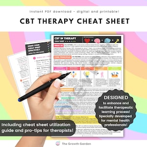 CBT Therapy Cheat Sheet Psychoeducation - Cognitive Restructuring, Behavioral Activation, Problem Solving, Exposure, Relapse Prevention