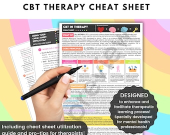 CBT Therapy Cheat Sheet Psychoeducation - Cognitive Restructuring, Behavioral Activation, Problem Solving, Exposure, Relapse Prevention
