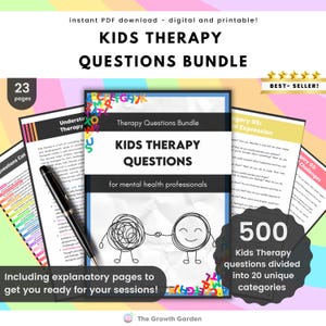Kids Therapy Questions Bundle | Trauma, Bullying, Coping Skills, School Counseling, Child Therapy Resources, Therapy Tool