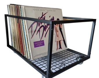 Record storage box made of metal for vinyl