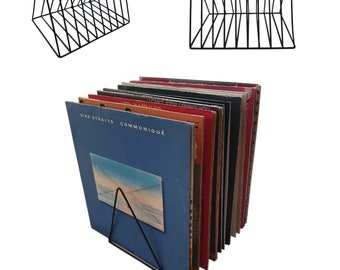 Record stand triangular metal black ideal for shelf