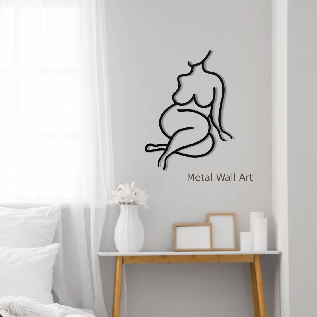 Metal Wall Art Female Line Art, Nude Woman Wall Decor, Body Positive ...