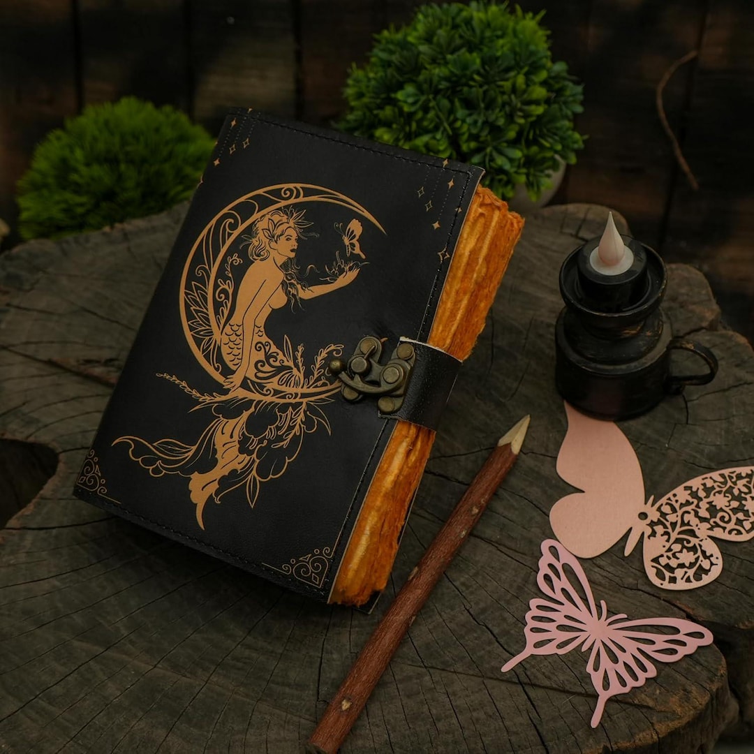 Celestial Sun & Moon Handmade Leather Journal Moon Phase With Deckle ...