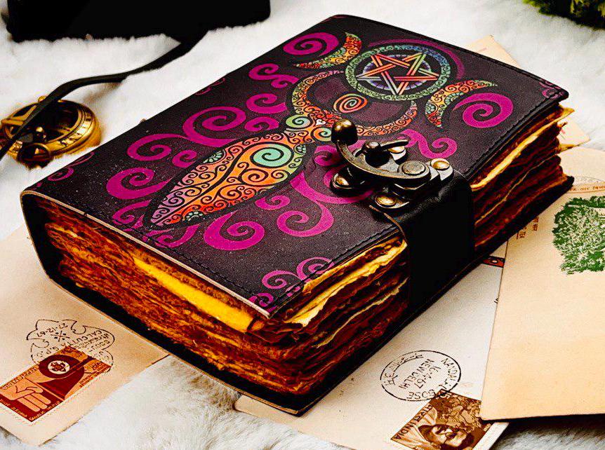 Blank Spell Book of Shadows Journal-handmade Leather Grimoire - Triple ...