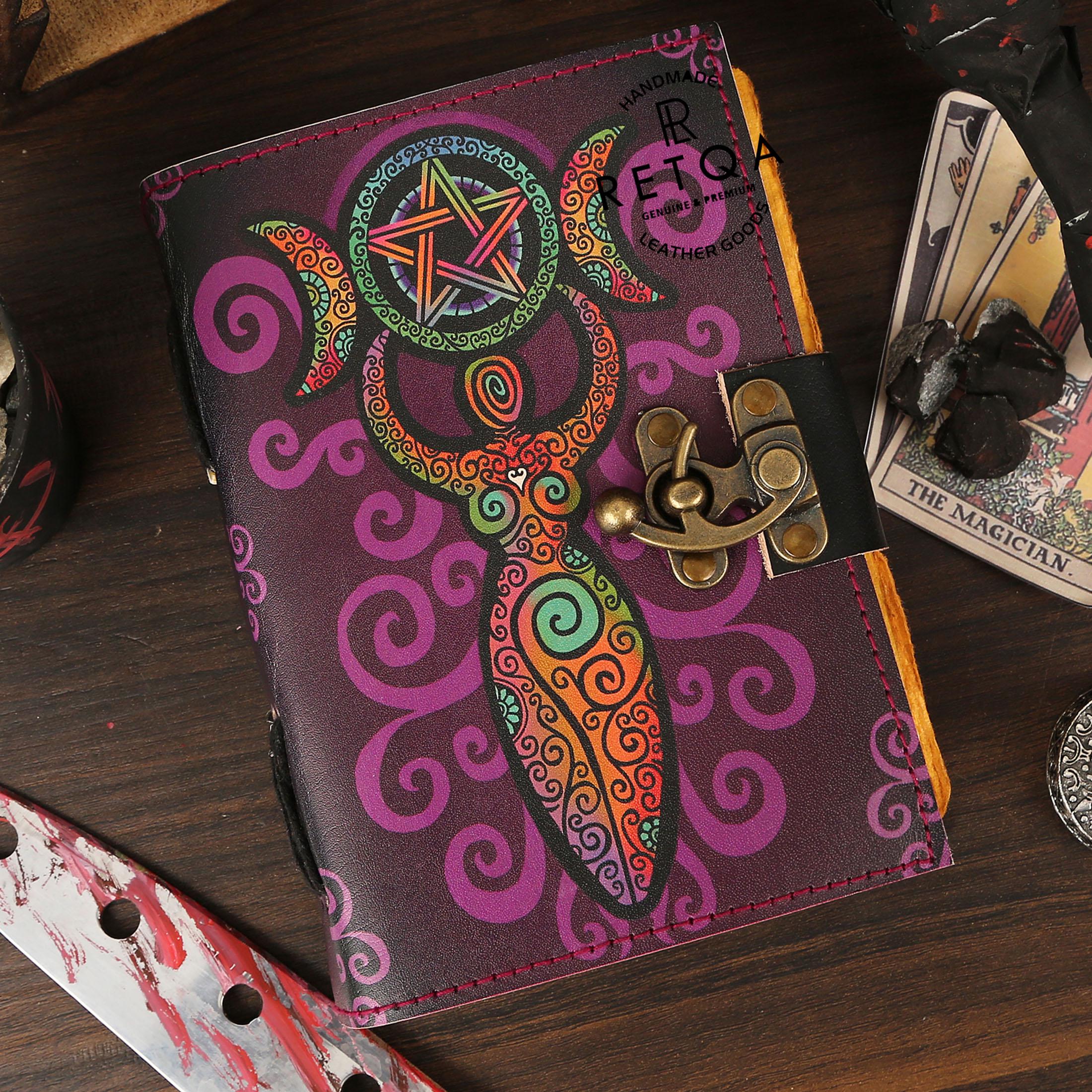 Blank Spell Book of Shadows Journal-handmade Leather Grimoire - Triple ...