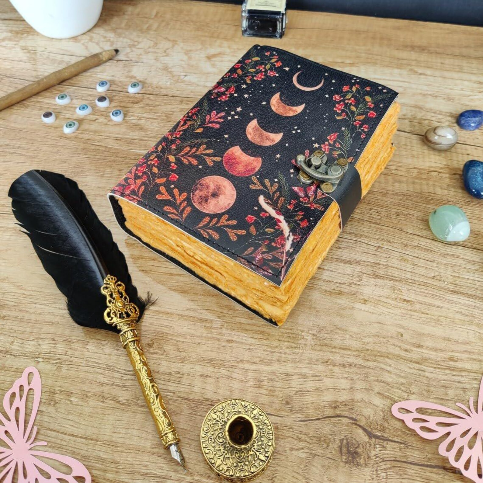 Blank Spell Book of Shadows Journal With Lock Clasp Vintage Handmade ...