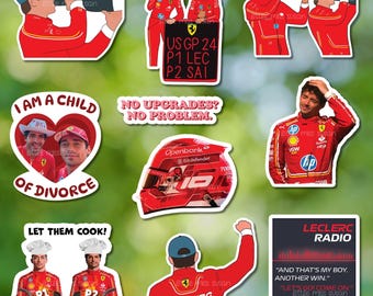 Charles Leclerc and Ferrari stickers - Austin USA Grand Prix