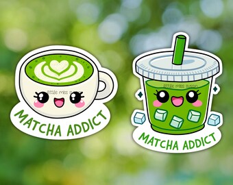 Matcha Addict Stickers - Hot & Iced Matcha Latte Stickers